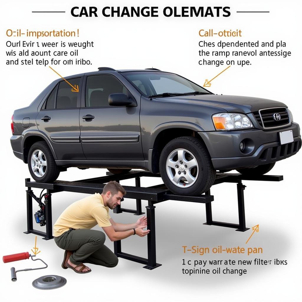 Changing car oil using car ramps