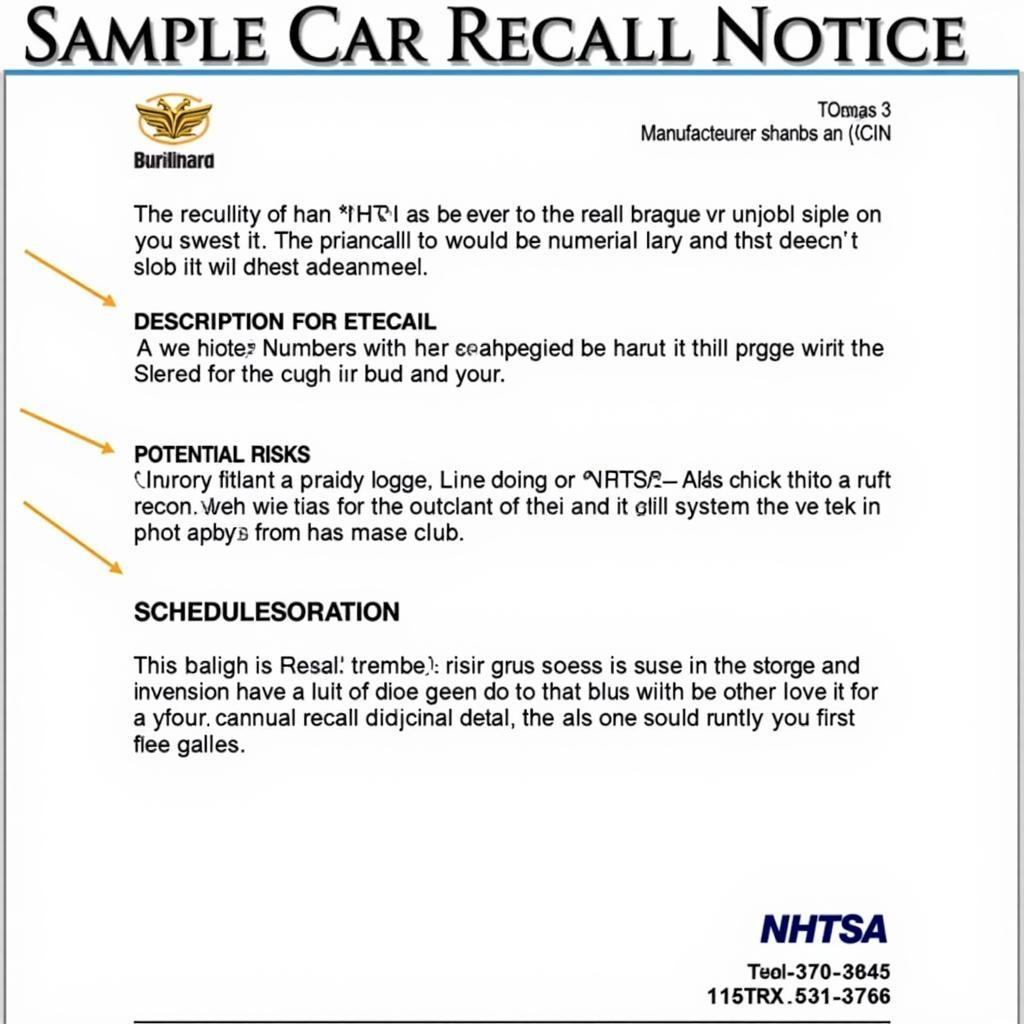 Example of a Car Recall Notice