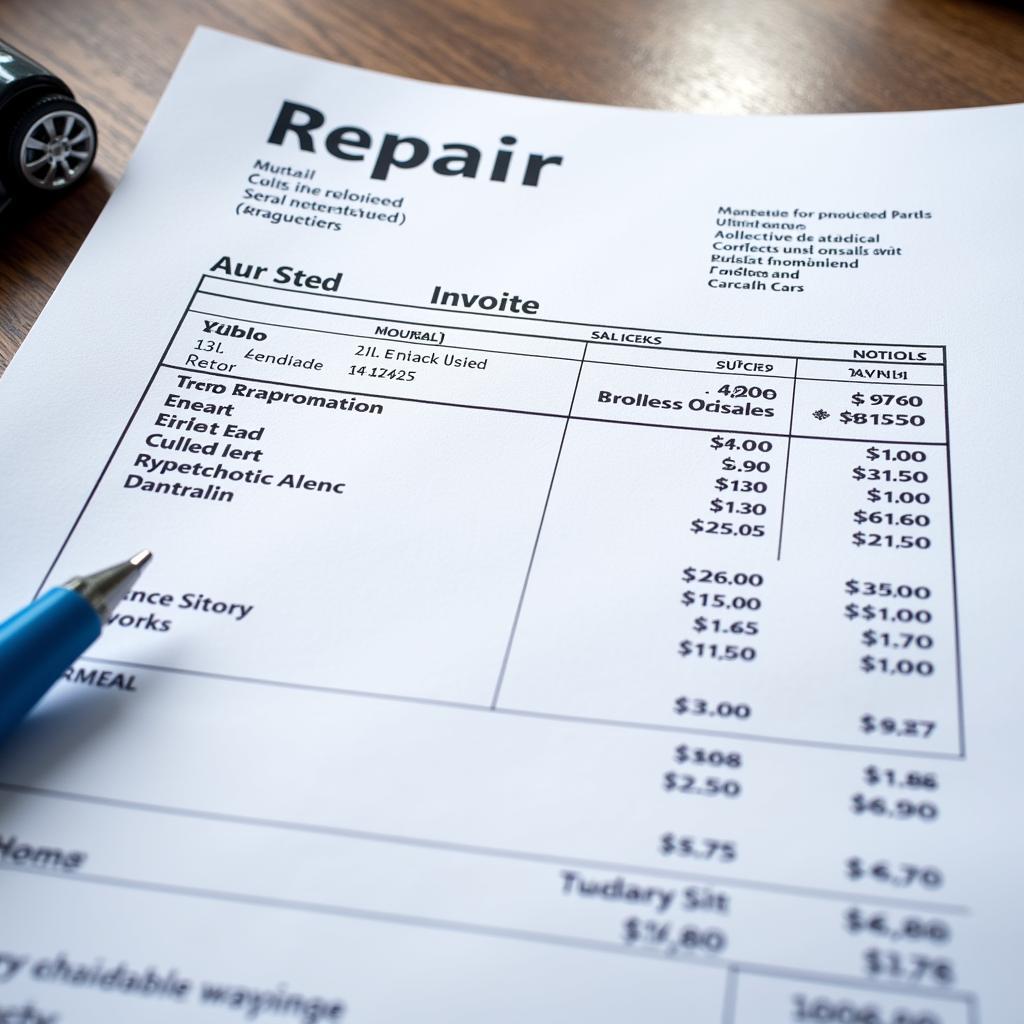 Detailed Car Repair Invoice