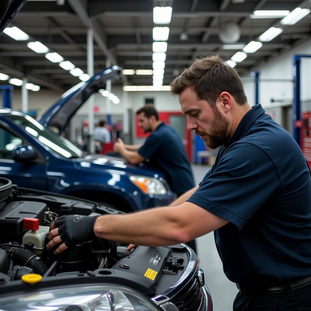 Mechanic Working in a Hampton Car Repair Shop