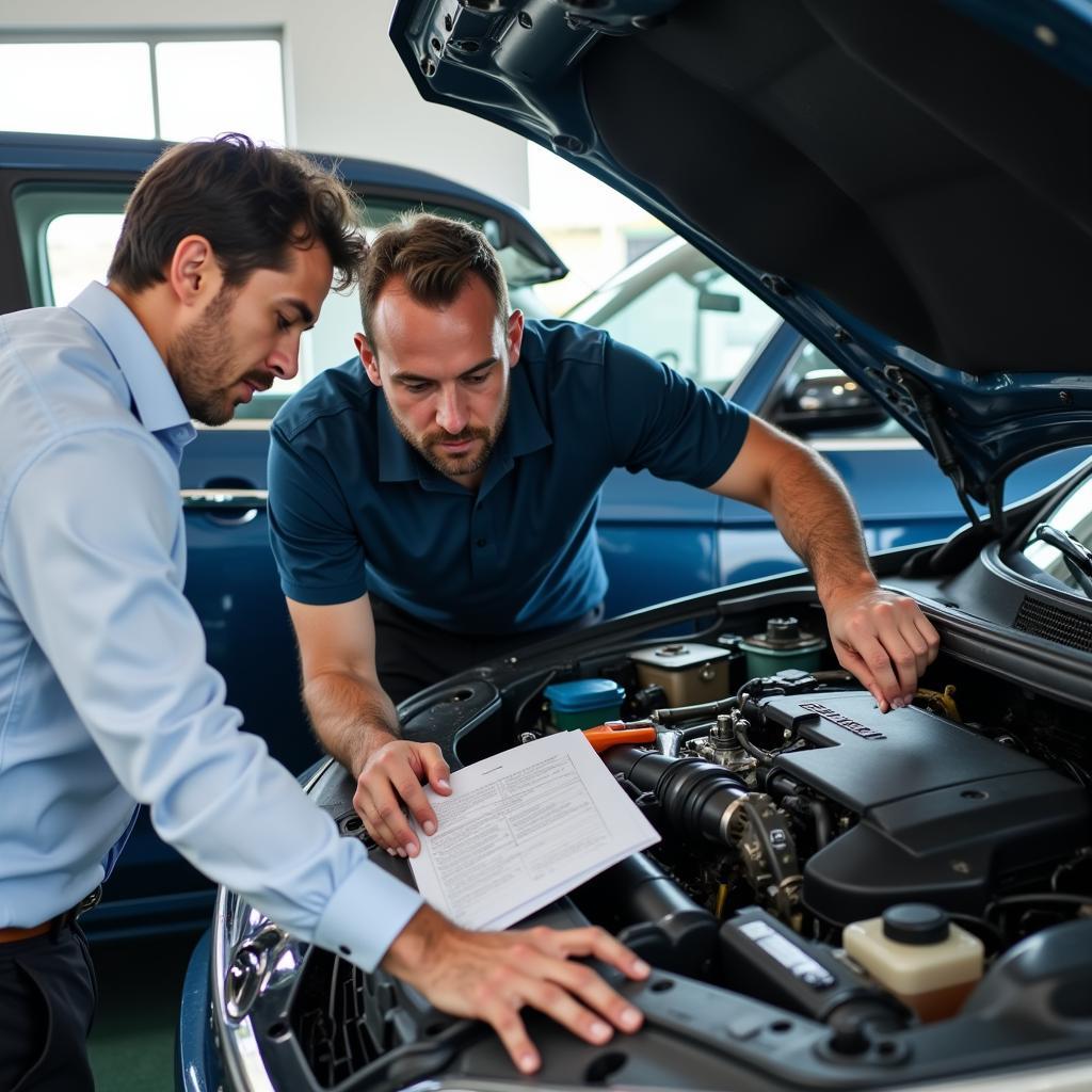 A used car being appraised for resale value