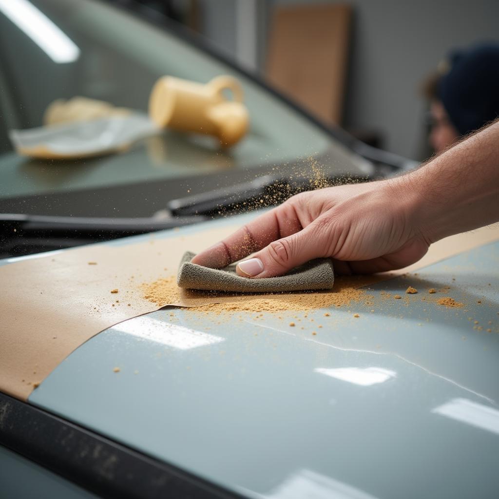 Sanding Car Roof Rust Hole