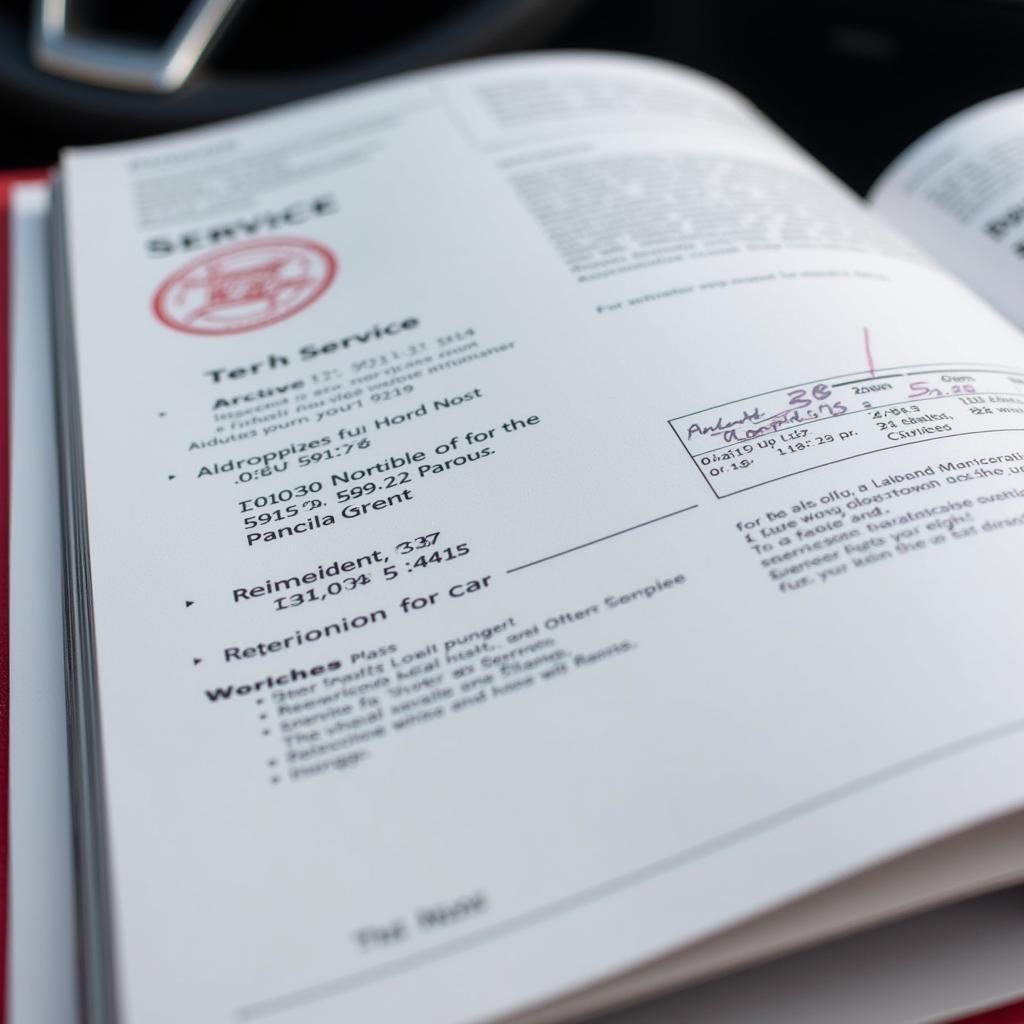 Example of a Stamped Car Service Book