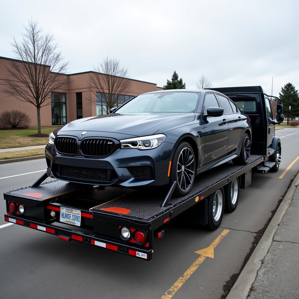 Car Shipping Secured on Transport Truck