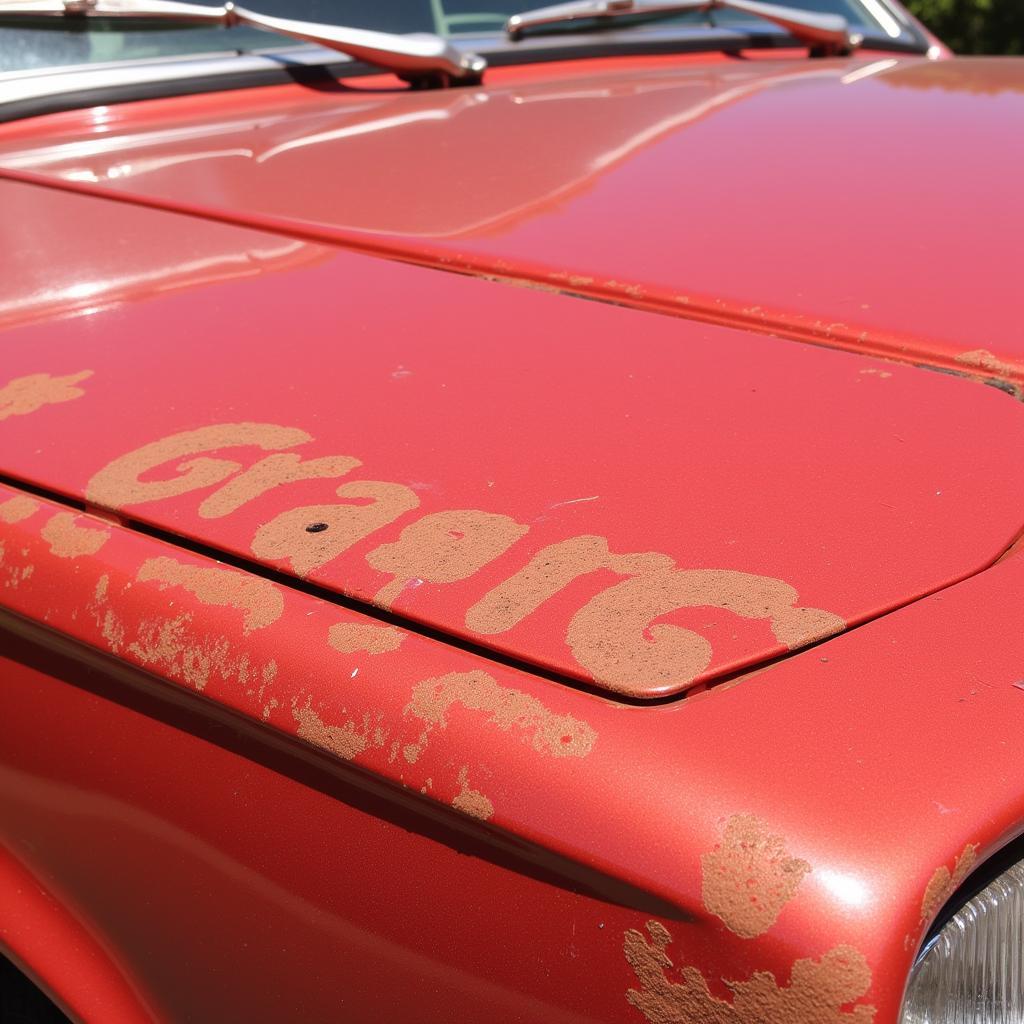 Car with sun-damaged faded paint and oxidized clear coat