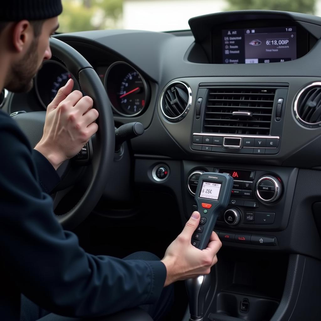 Car Technician Checking SD Card Slot