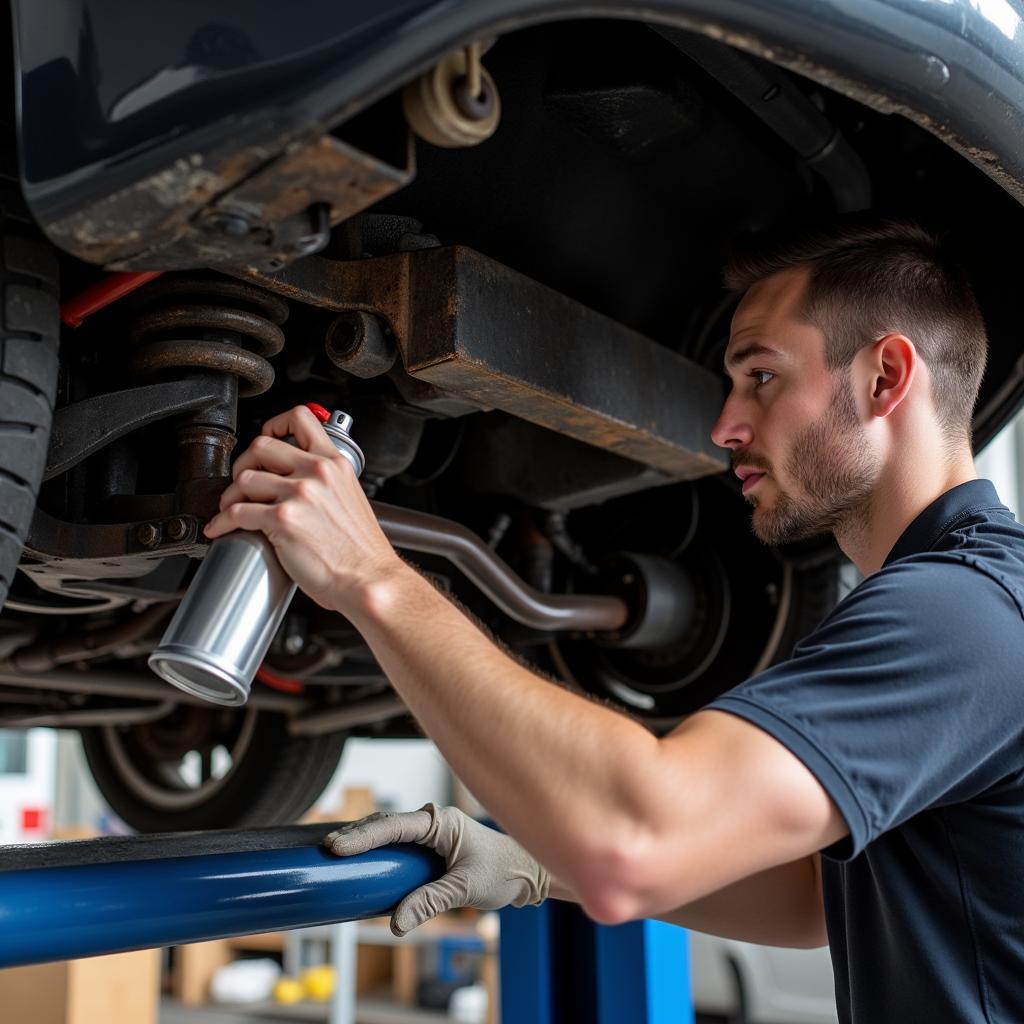 Applying undercoating for rust prevention