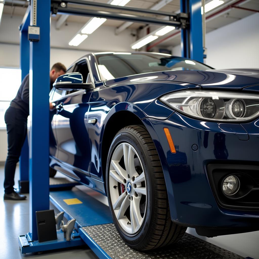 Car Wheel Alignment Service at Auto Repair Shop