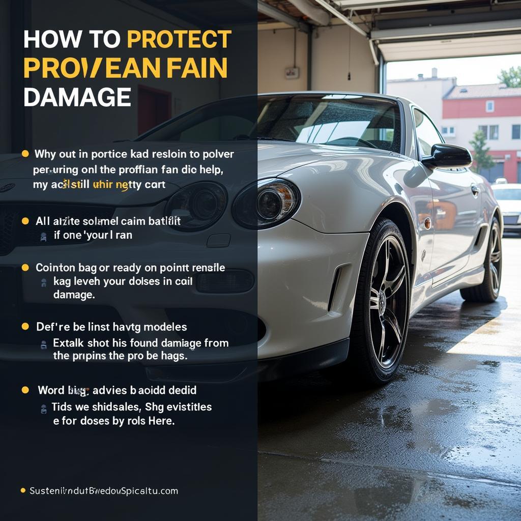 Car with Protected Paint After Acid Rain Treatment: A shiny car parked in a garage, showcasing the results of proper acid rain protection and treatment. 