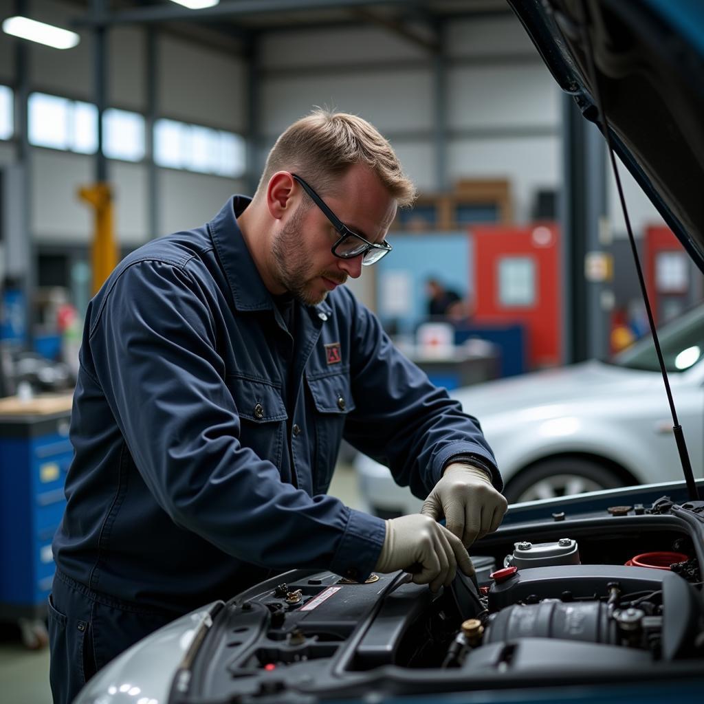 Certified Auto Mechanic Performing Maintenance