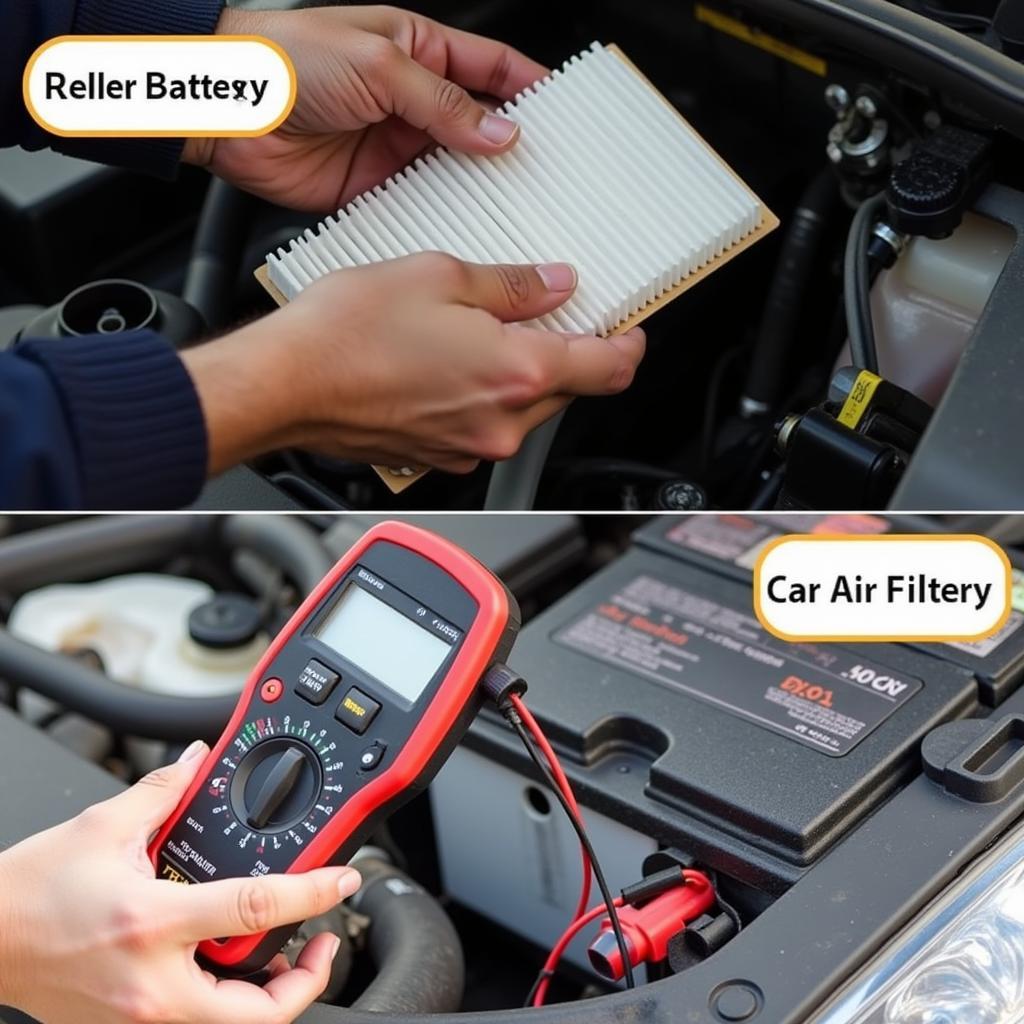 Changing Car Air Filter and Checking Battery