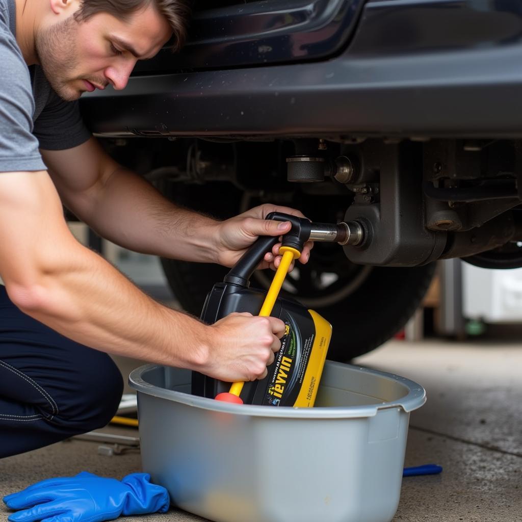 Changing Engine Oil in a Car