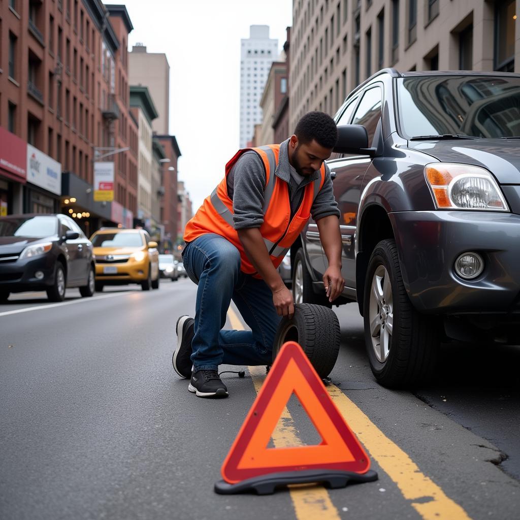 Changing a Flat Tire Safely in NYC