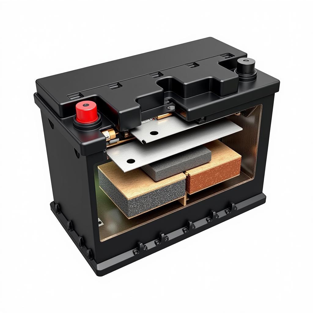 Internal Components of a Cheap Maintenance Car Battery