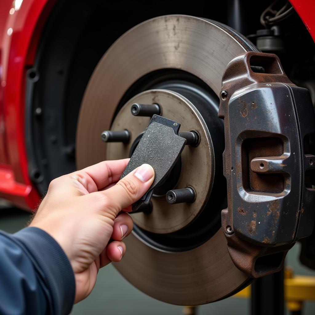 Checking brake pads for wear and tear