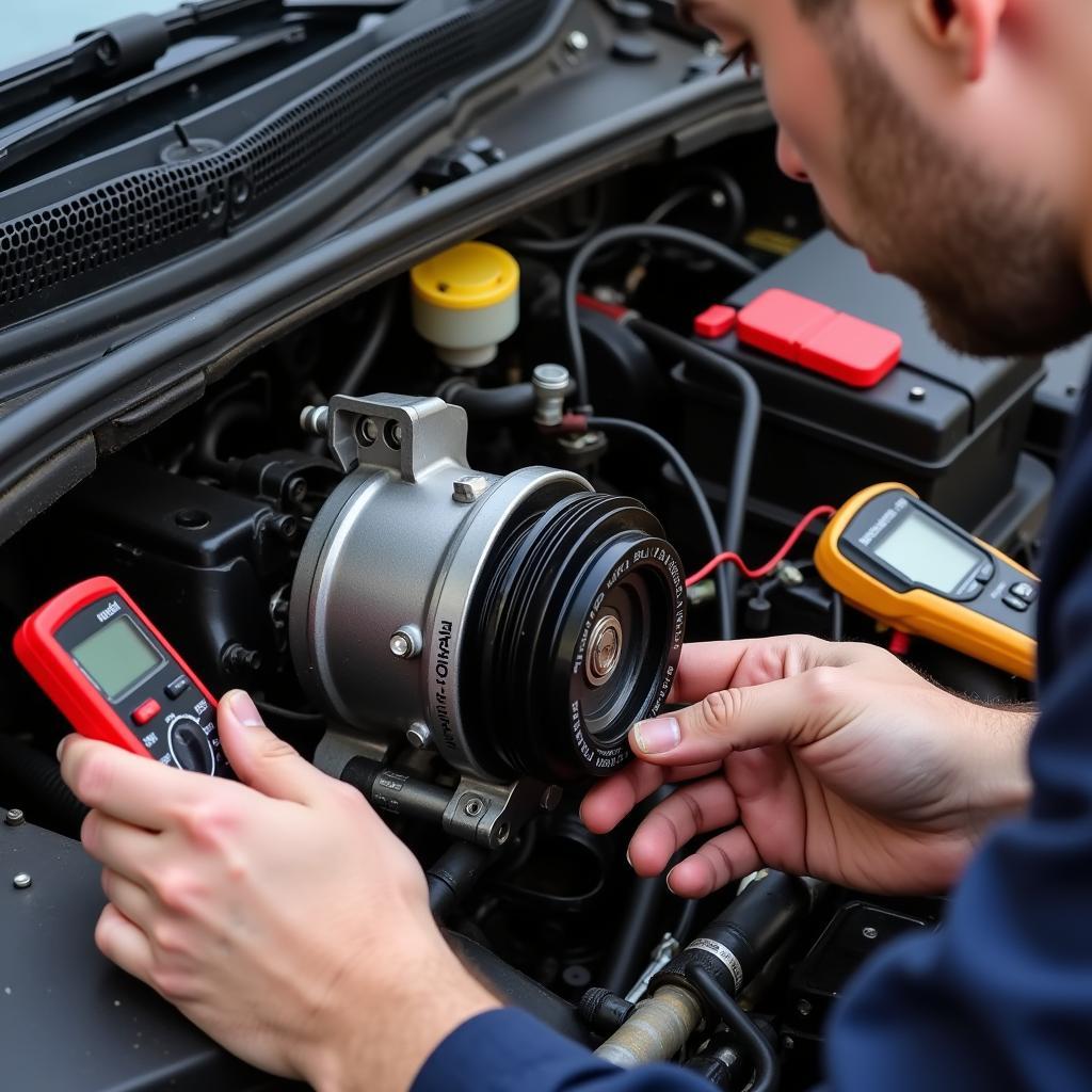 Inspecting the Car AC Compressor for Proper Function