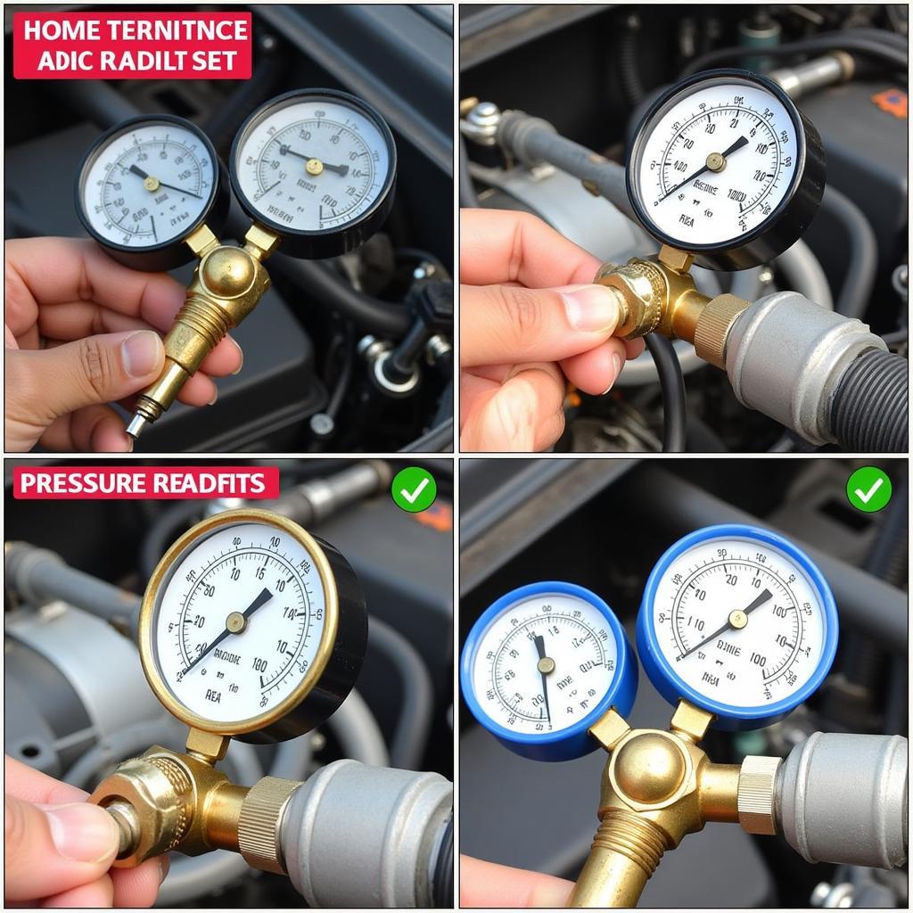 Checking Car AC Pressure with Gauges