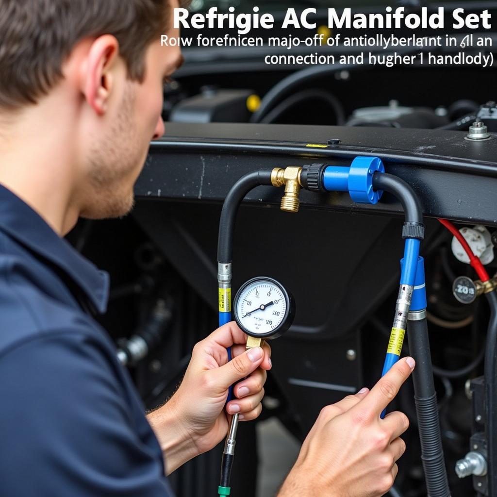 Mechanic Checking Car AC Refrigerant Levels