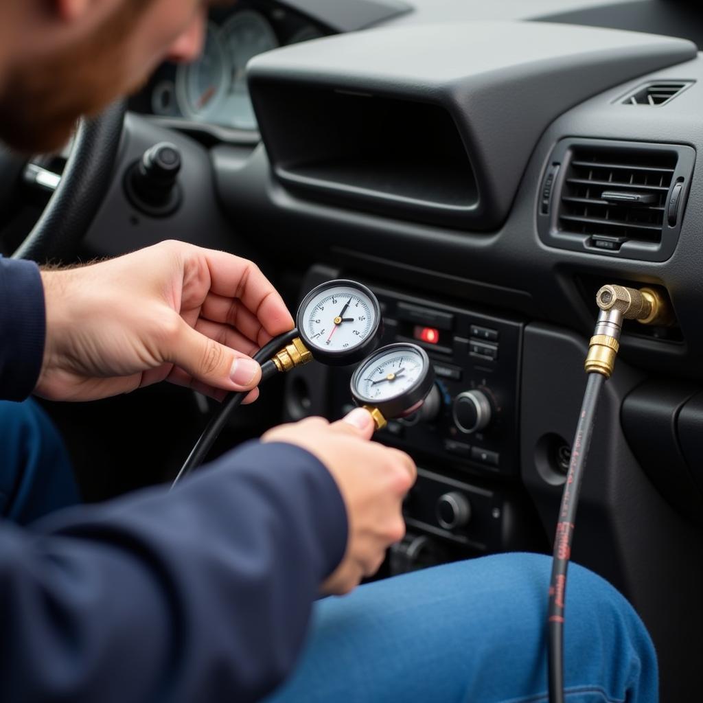 Checking Car AC Refrigerant Levels