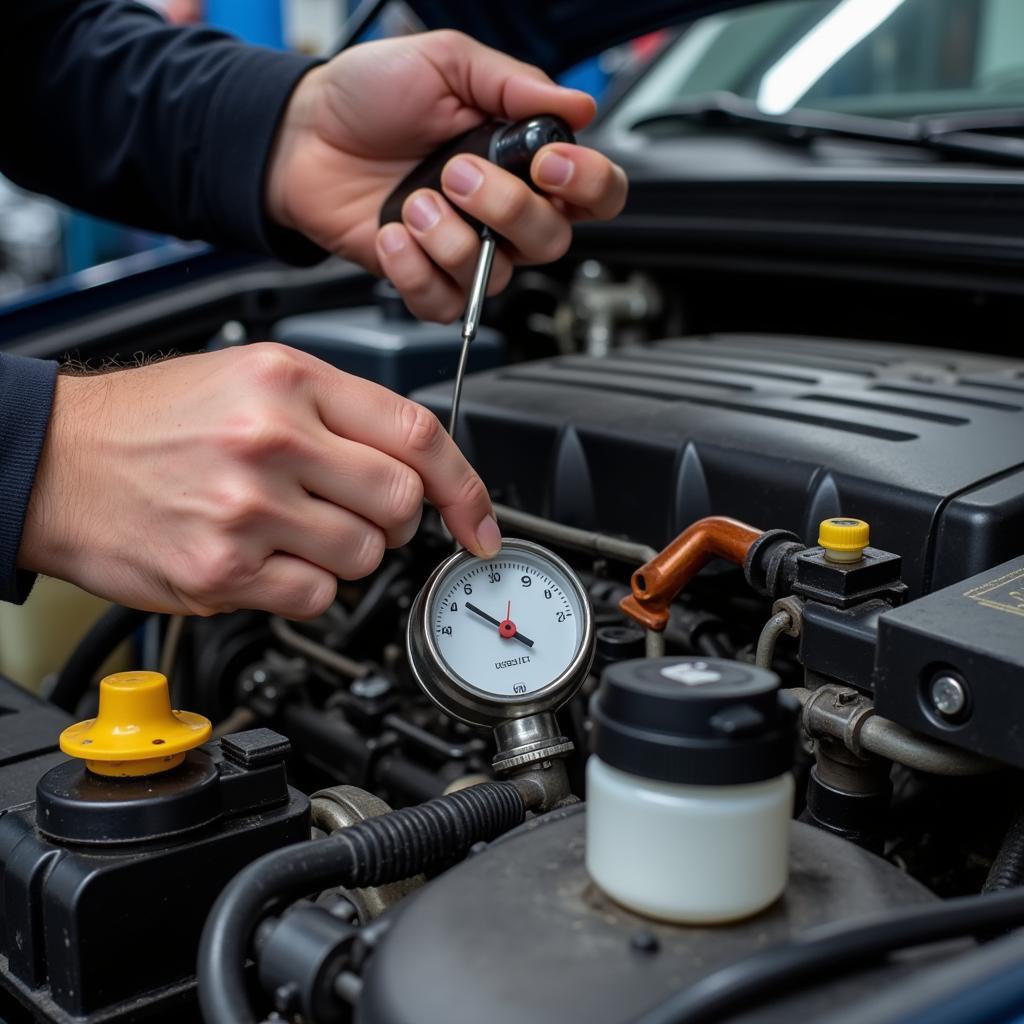 Mechanic Checking Car Fluids