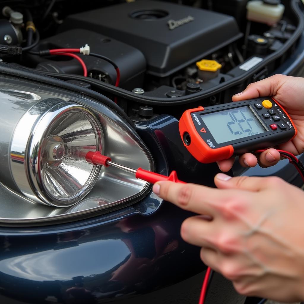 Checking Car Light Wiring with a Multimeter