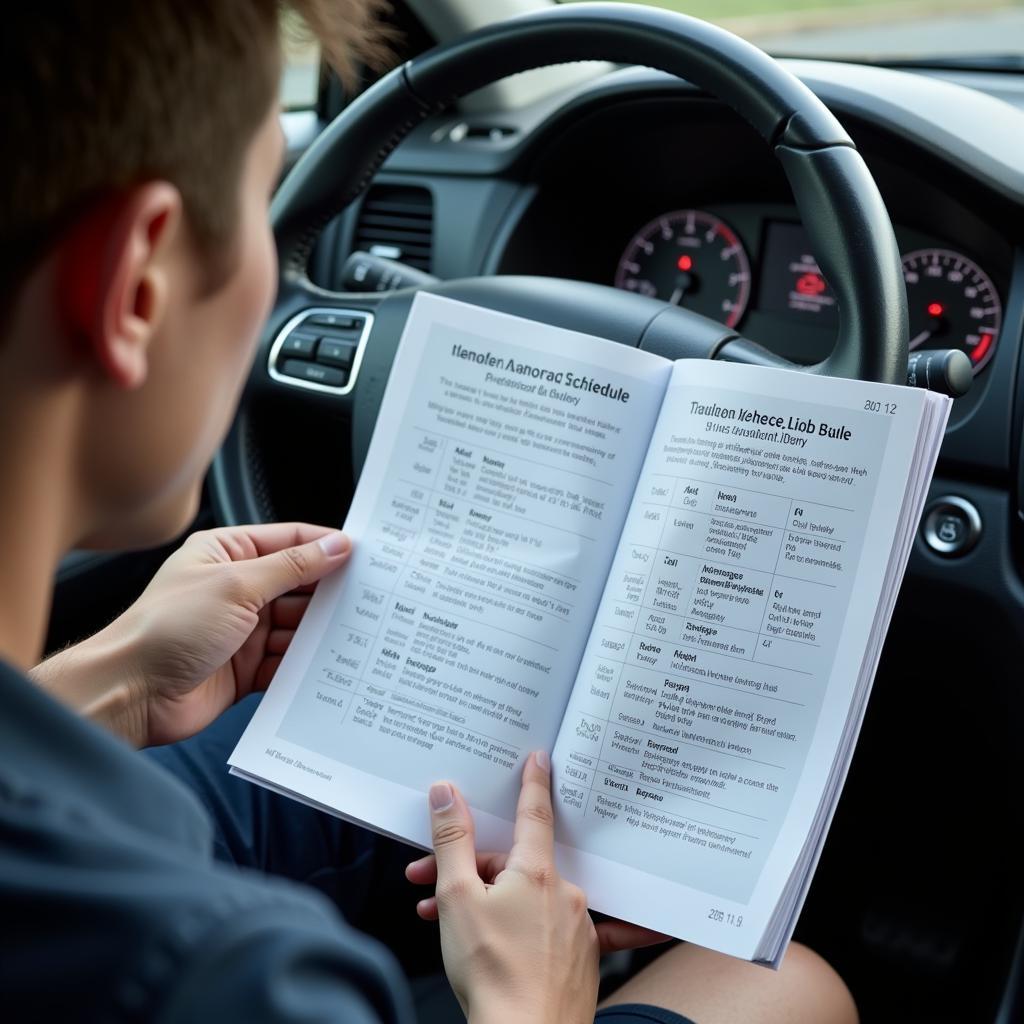 Checking car maintenance schedule in owner's manual