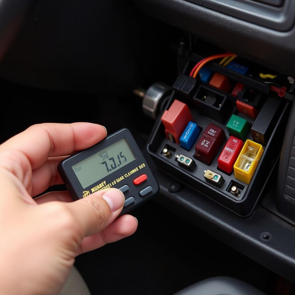 Checking Car Stereo Fuse with Tester