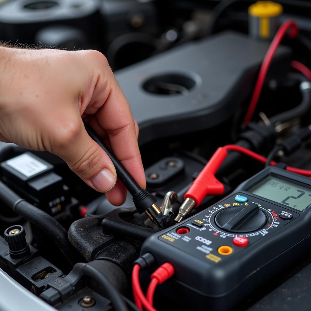 Checking Costco Car Battery Voltage with a Multimeter