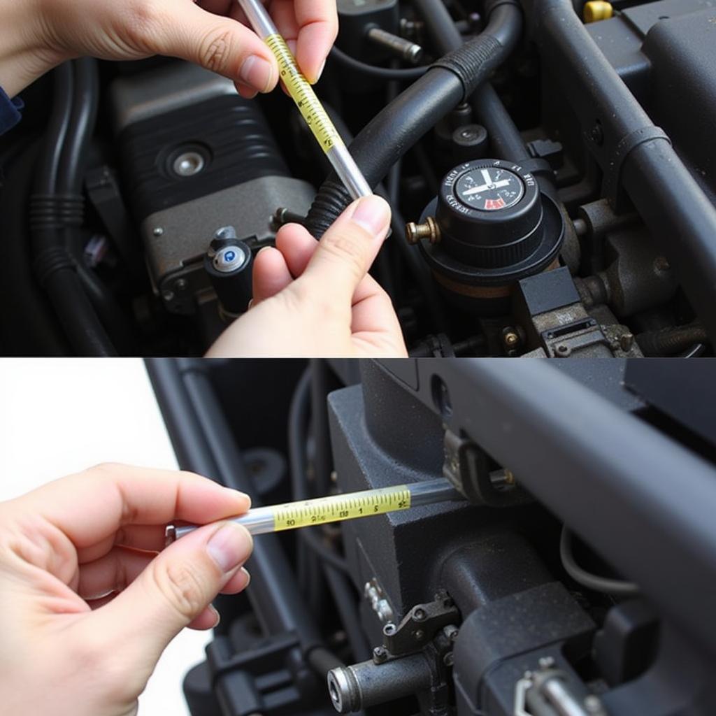 Checking Engine Oil with Dipstick