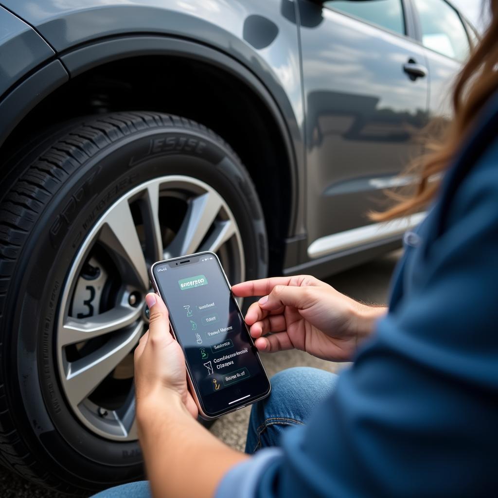 Checking Enterprise Rental Car Before Driving