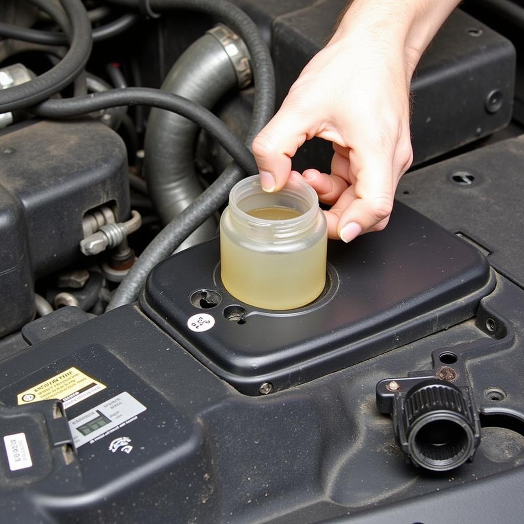 Checking various fluids in a 1999 Lincoln Town Car: oil, coolant, and brake fluid.