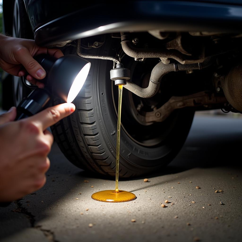 Checking For Oil Leaks Under Car