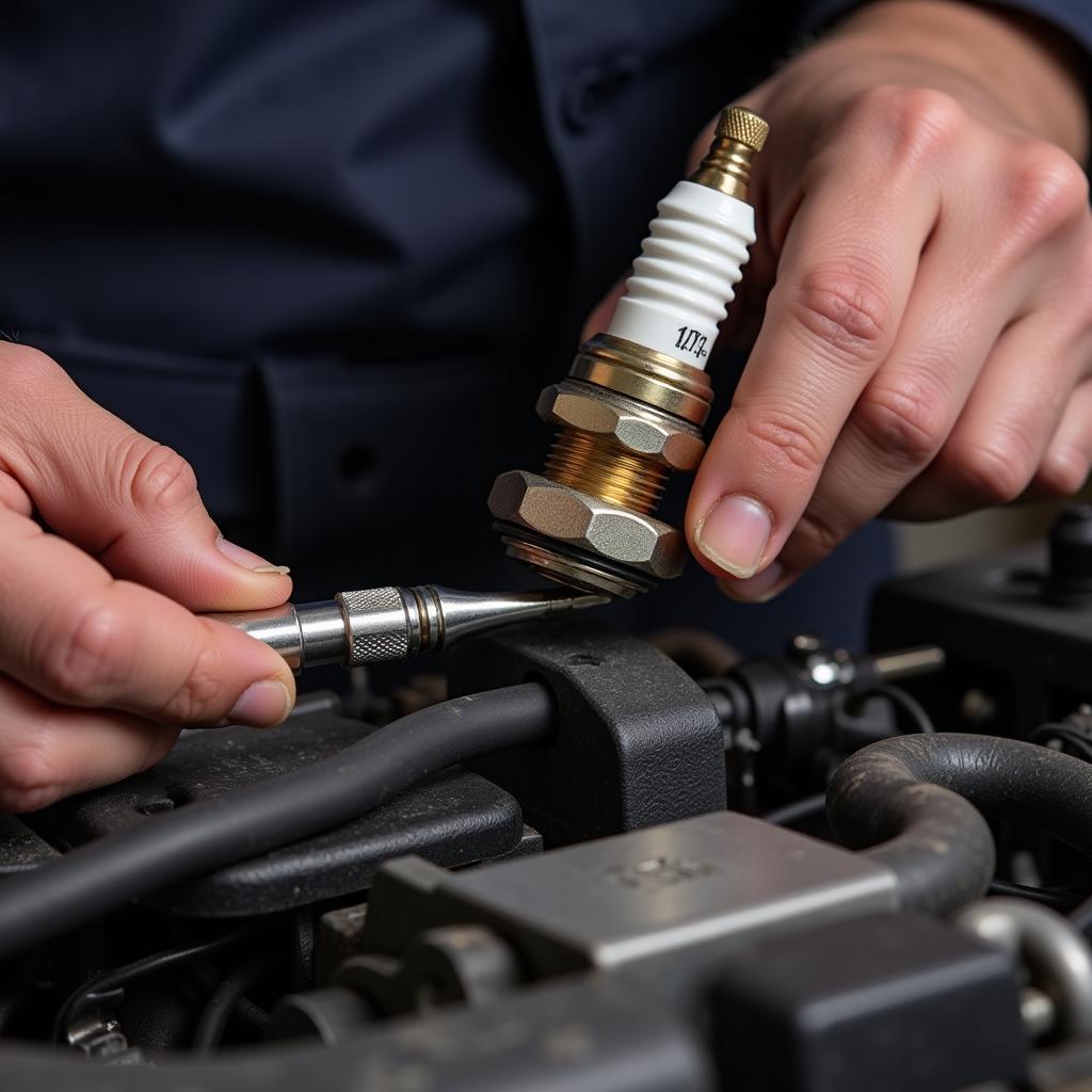 Mechanic Checking Car Spark Plugs