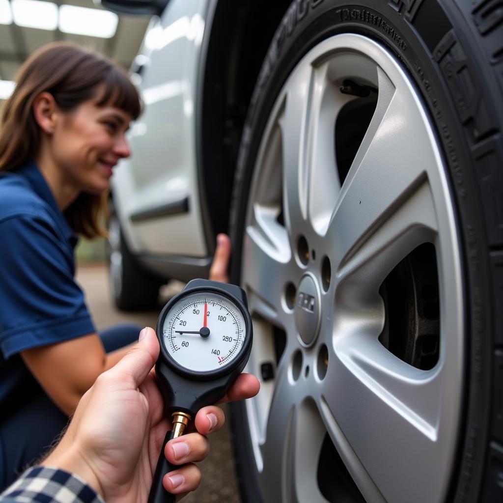 Checking Tire Pressure Before Hauling Heavy Load