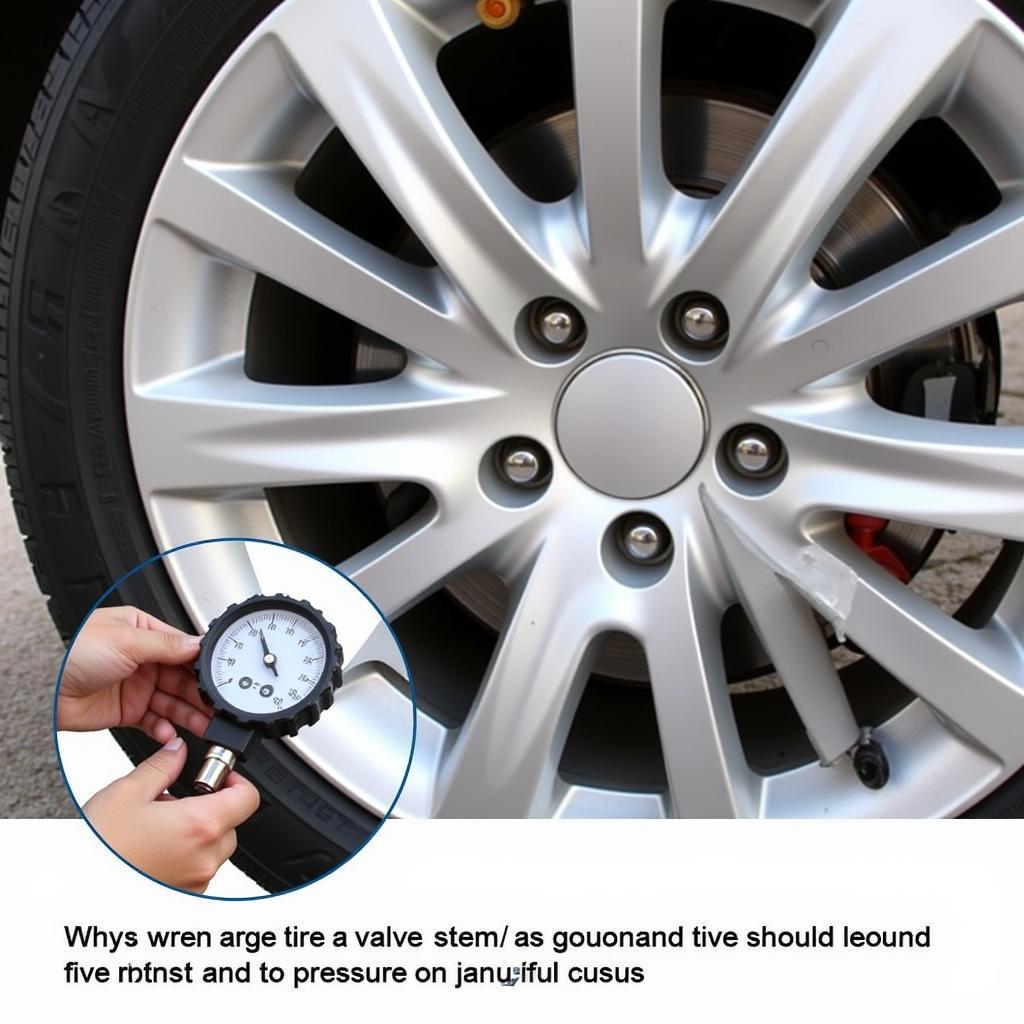 Checking Tire Pressure with Gauge