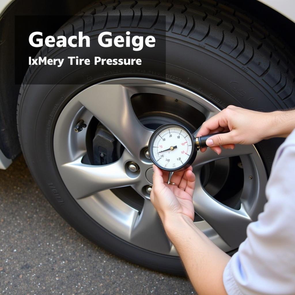 Checking Car Tire Pressure with a Gauge