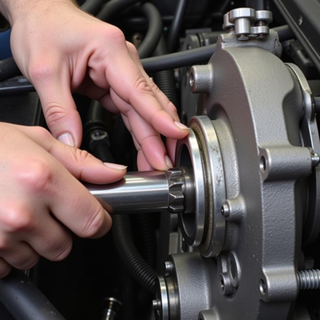 Mechanic Checking Turbocharger Shaft Play