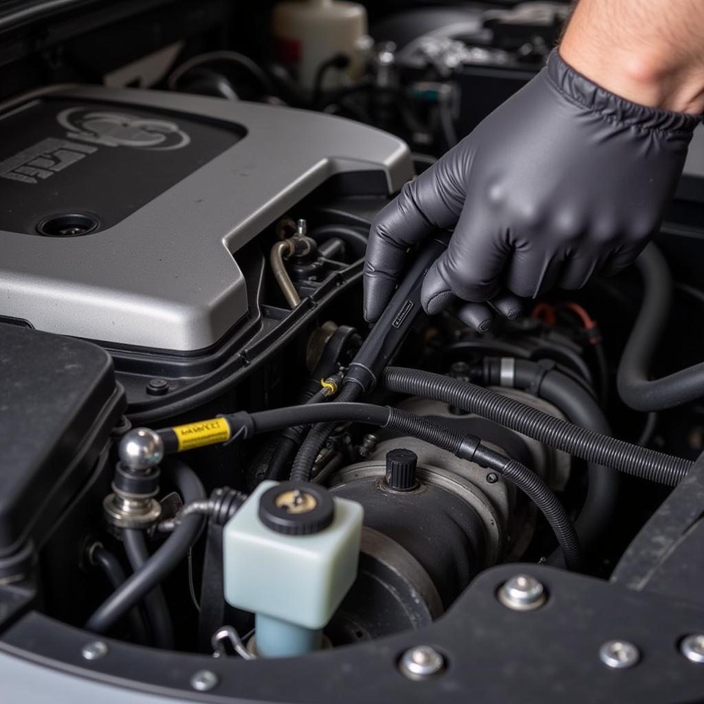 Mechanic Checking Vacuum Hoses