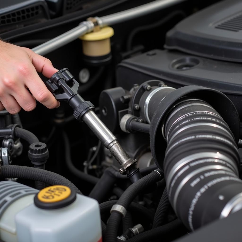 Checking Vacuum Hoses in a Car Engine