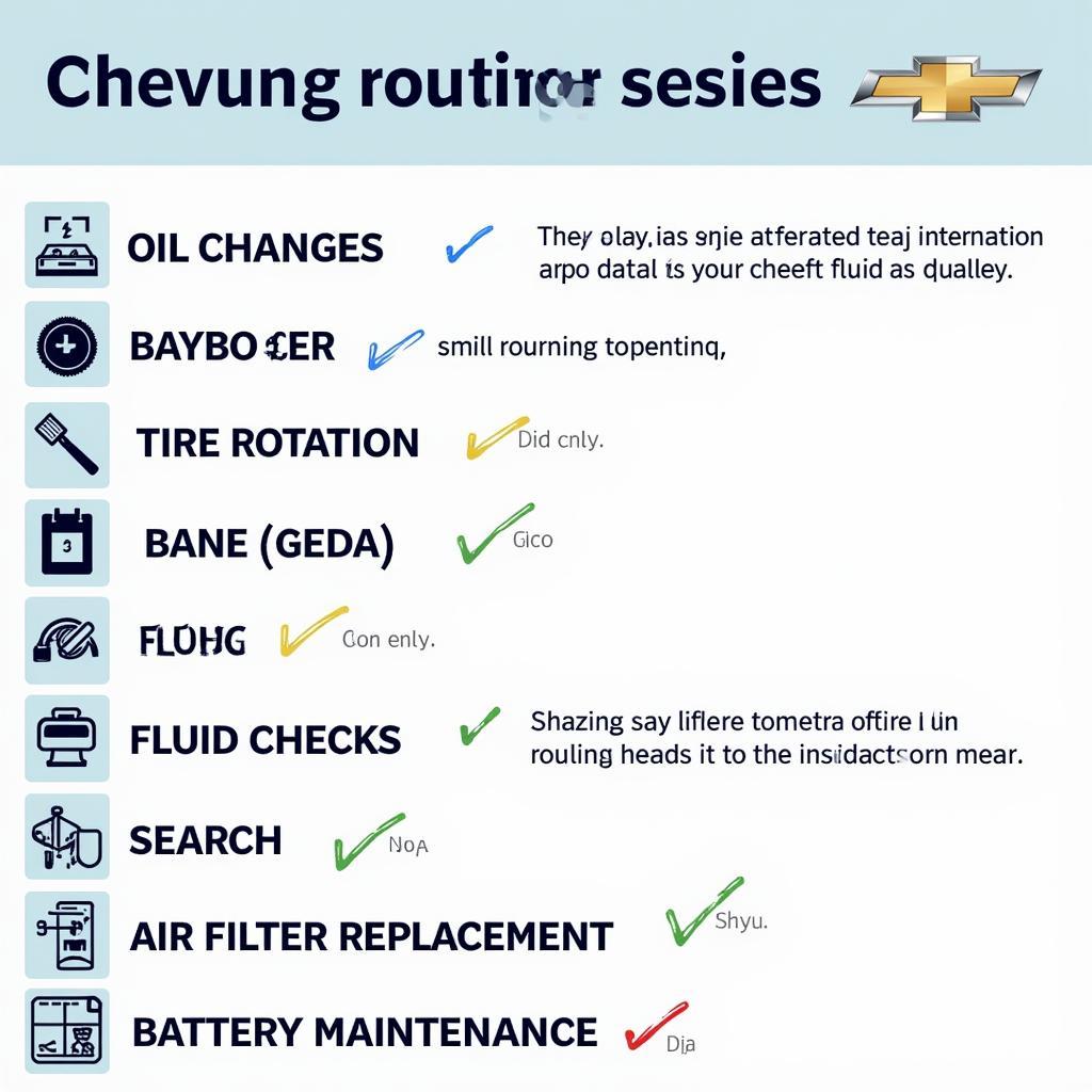 Chevrolet Routine Maintenance Checklist