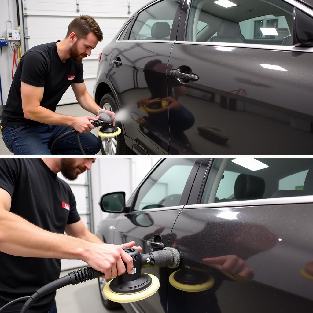 Chris Fix Demonstrating Paint Correction Techniques on a Car