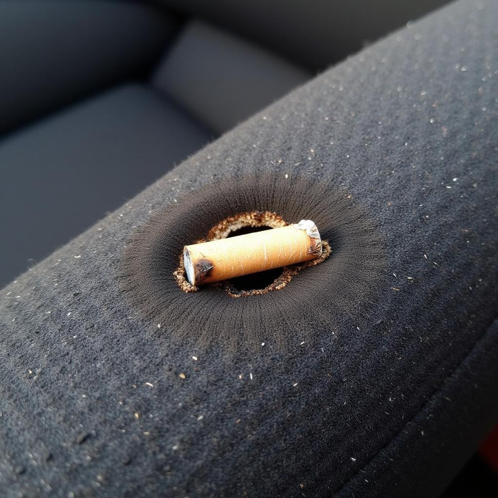 Minor Cigarette Burn Damage on Car Upholstery