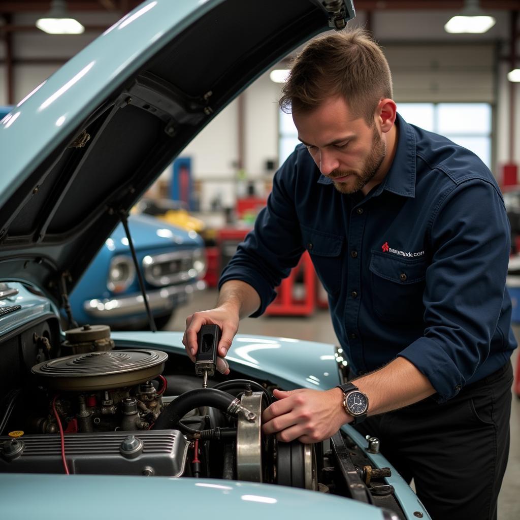 Classic Car Mechanic at Work