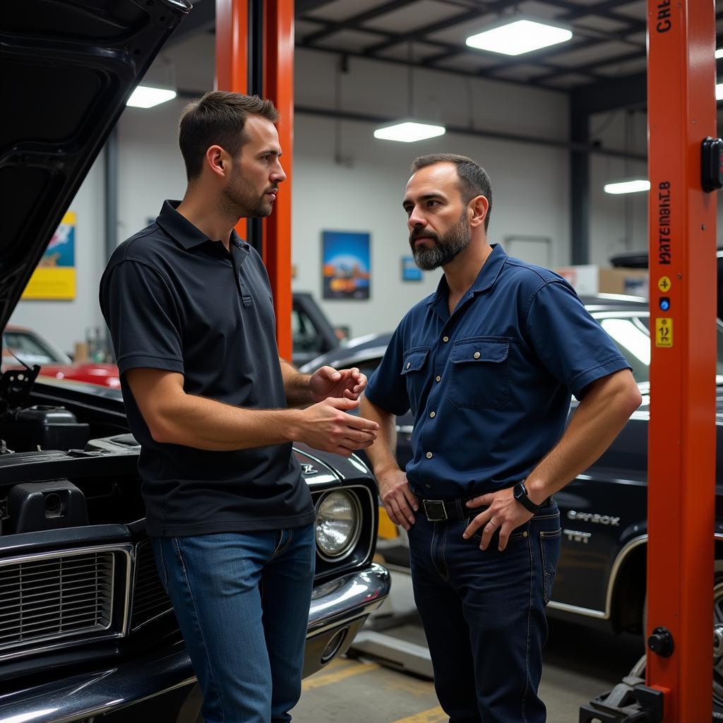 Consulting a Classic Muscle Car Expert Mechanic