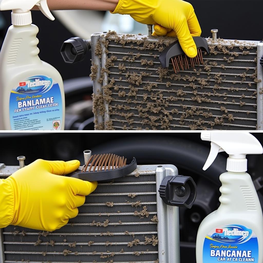 Cleaning Car AC Condenser with Specialized Tools