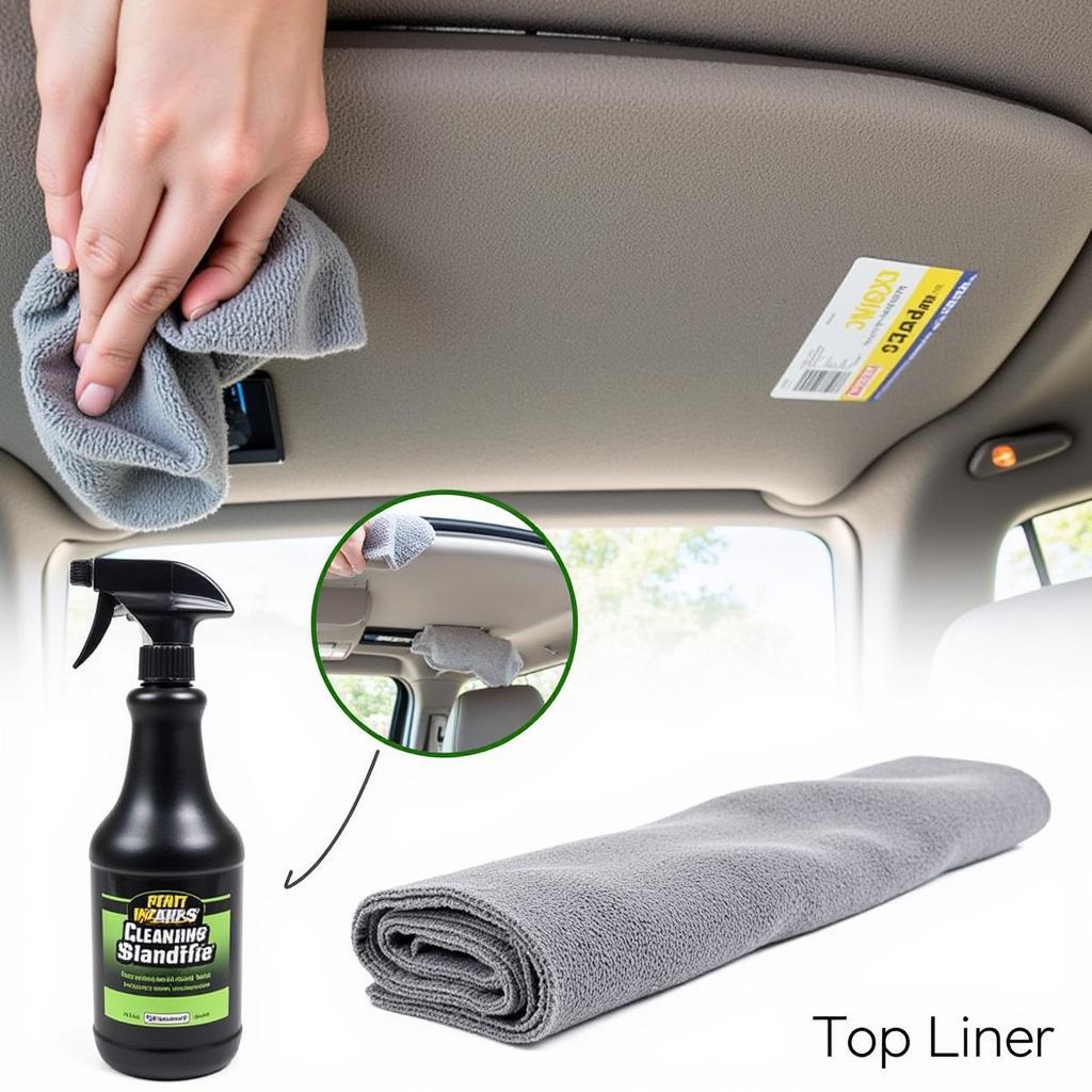 Cleaning Car Top Liner with Microfiber Cloth