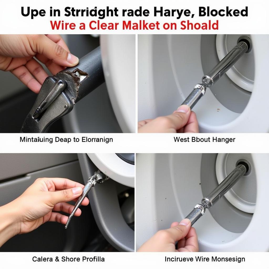 Clearing a clogged car AC drain with a wire hanger