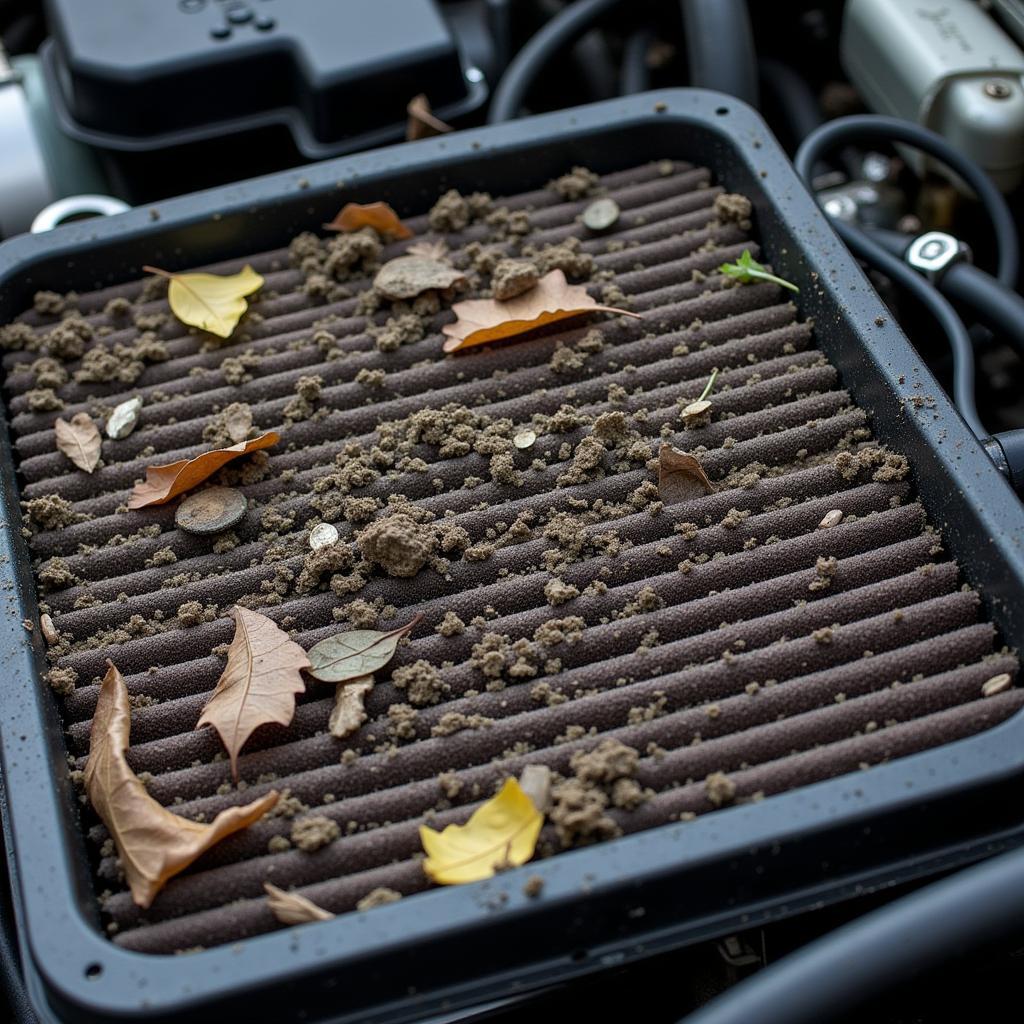 Clogged Car Air Filter Showing Dirt and Debris