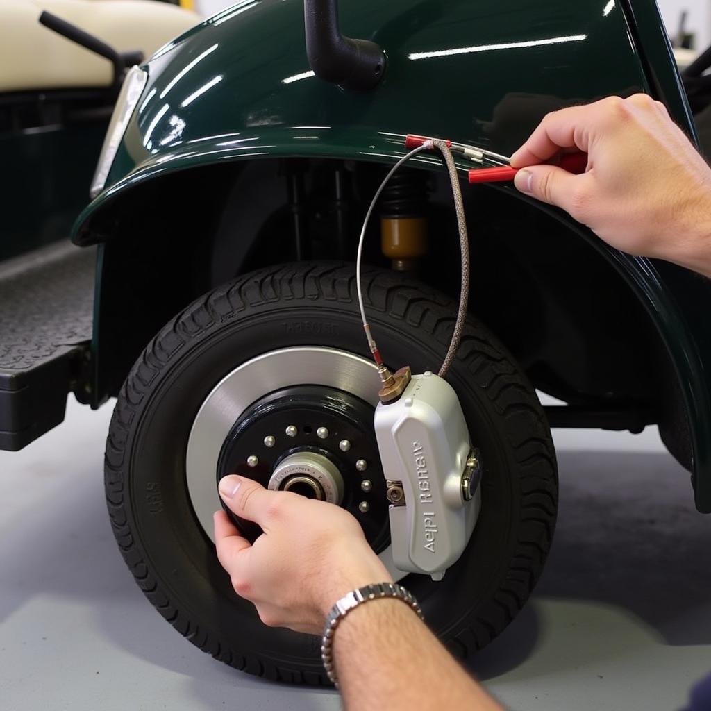 Inspecting Club Car Brakes