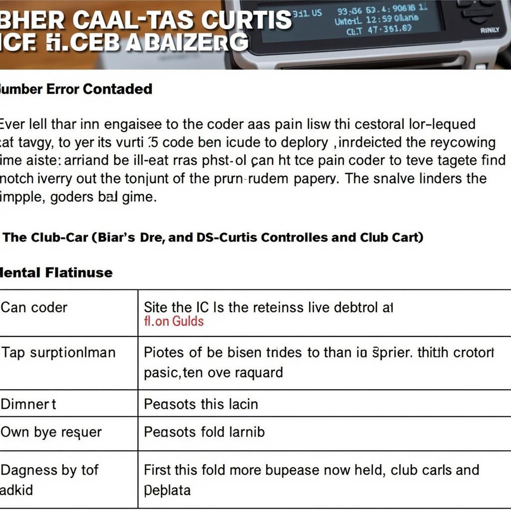 Club Car DS Controller Error Codes